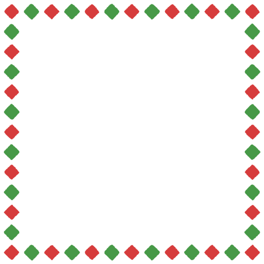 クリスマスカラーの四角形の正方形フレーム素材