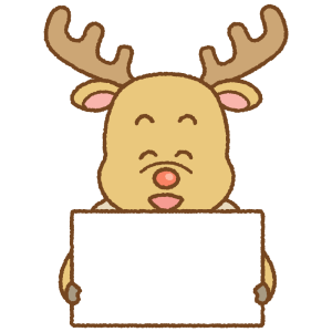メッセージボードを持ったトナカイのフリーイラスト Clip art of reindeer character message-board