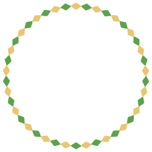 クリスマスカラーのひし形の丸フレーム素材のフリーイラスト Clip art of christmas rhombus circle frame
