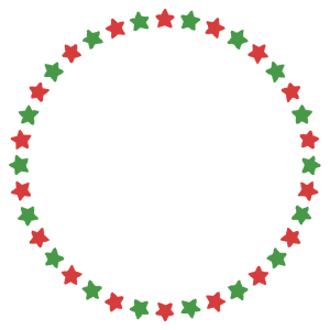 クリスマスカラーの星の丸フレーム素材のフリーイラスト Clip art of star circle frame