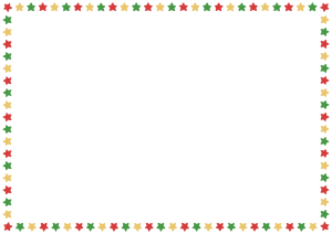 クリスマスカラーの星のフレーム素材のフリーイラスト Clip art of christmas star paper frame