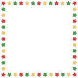 クリスマスカラーの星の正方形フレーム素材