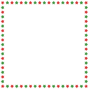 クリスマスカラーの星の正方形フレーム素材のフリーイラスト Clip art of christmas star square frame