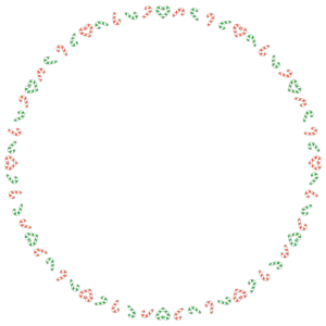 キャンディケインの丸フレーム素材のフリーイラスト Clip art of candycane circle frame