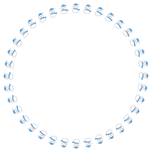 雪だるまの丸フレーム素材のフリーイラスト Clip art of snowman circle frame