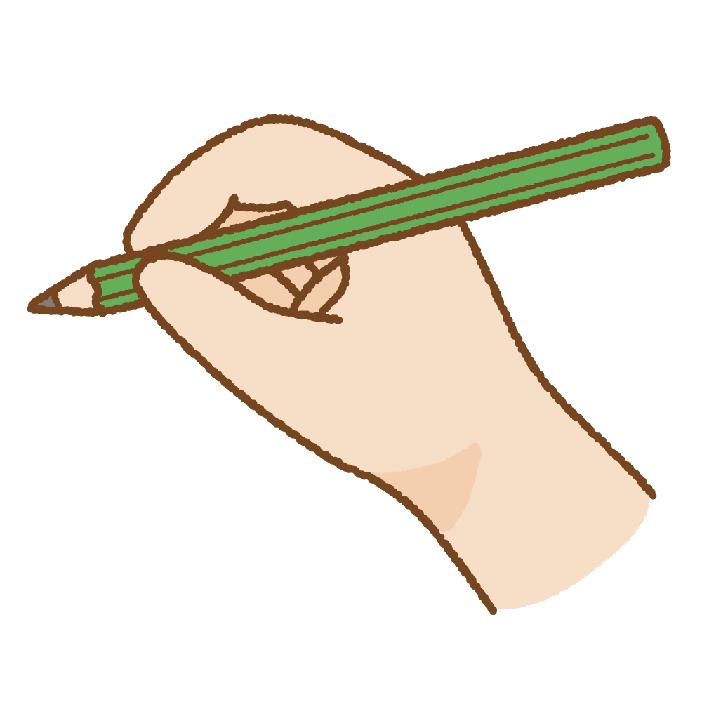 鉛筆を持つ手のフリーイラスト Clip art of hand holding a pen