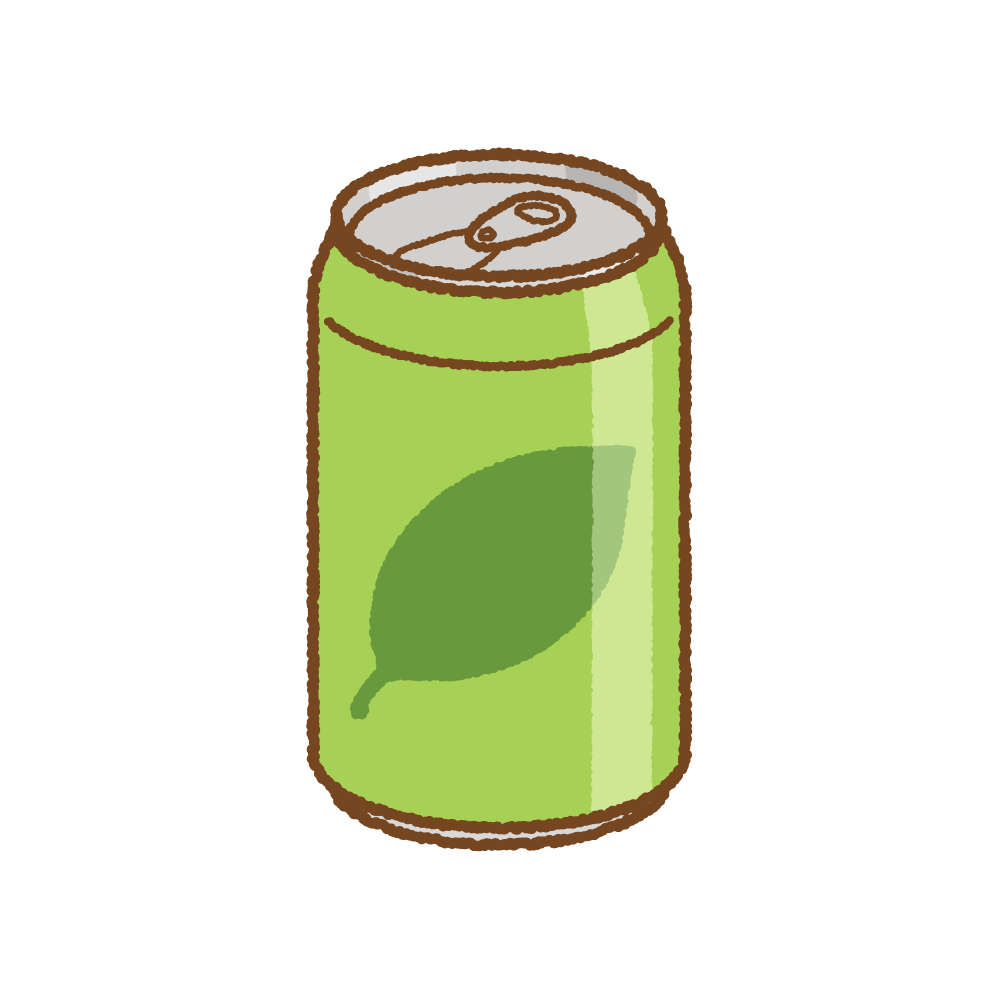 アルミ缶に入った緑茶のフリーイラスト Clip art of cannesd green-tea