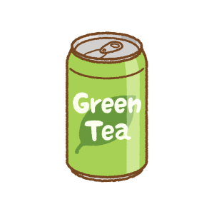 アルミ缶に入った緑茶のフリーイラスト Clip art of cannesd green-tea