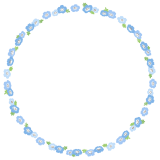ネモフィラのフリーイラスト Clip art of nemophila circle frame