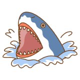 水面から出てくるサメのフリーイラスト Clip art of shark attack