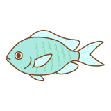 デバスズメダイのフリーイラスト Clip art of blue-green-chromis