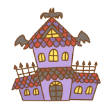 コウモリ屋敷のフリーイラスト Clip art of bat-house