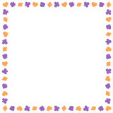 ハロウィンカラーのトランプ柄の正方形フレーム素材のフリーイラスト Clip art of halloween trump square frame