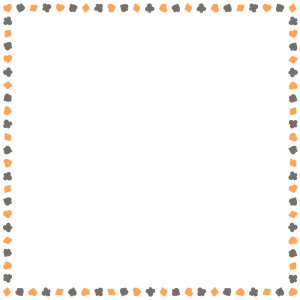 ハロウィンカラーのトランプ柄の正方形フレーム素材のフリーイラスト Clip art of halloween trump square frame