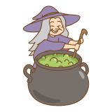 煮込む魔女のフリーイラスト Clip art of witch stew