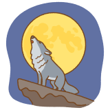 月とオオカミのフリーイラスト Clip art of wolf with moon