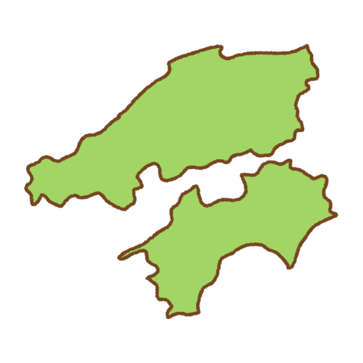 中国・四国地方の地図のイラスト