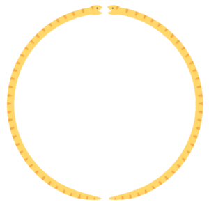 ヘビの丸フレーム素材のフリーイラスト Clip art of snake circle frame
