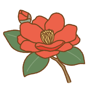 サザンカのフリーイラスト Clip art of sasanqua camellia