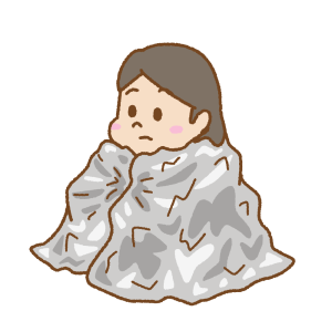 エマージェンシーシートにくるまる人のフリーイラスト Clip art of male wrapped in emergency blanket