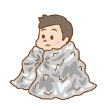 エマージェンシーシートにくるまる人のフリーイラスト Clip art of male wrapped in emergency blanket