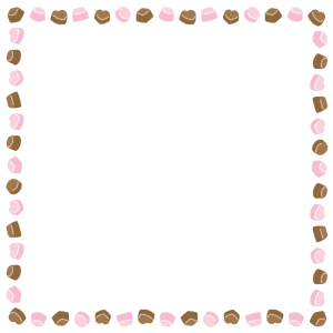 チョコレートの正方形フレーム素材のフリーイラスト Clip art of chocolate square frame