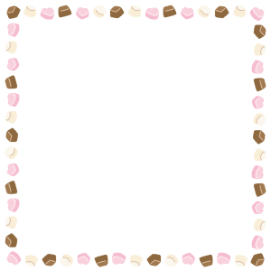 チョコレートの正方形フレーム素材のフリーイラスト Clip art of chocolate square frame