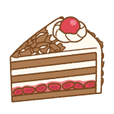 シュヴァルツヴェルダー・キルシュトルテのフリーイラスト Clip art of black-forest-gateau(Schwarzwälder Kirschtorte)