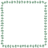 ユーカリの正方形フレーム素材のフリーイラスト Clip art of eucalyptus round-leaves square frame