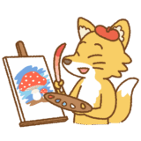 絵筆を持ったキツネのイラスト