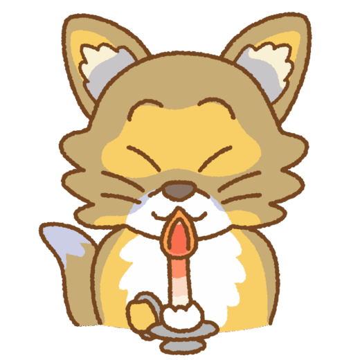ロウソクを持ったキツネのイラスト