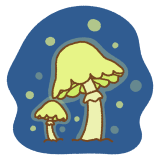 光るキノコのフリーイラスト Clip art of luminous mushrooms