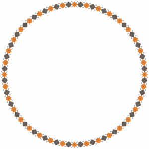 ハロウィンカラーのアーガイル柄の丸フレーム素材のフリーイラスト Clip art of halloween argyle circle frame