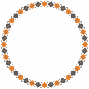 ハロウィンカラーのアーガイル柄の丸フレーム素材のフリーイラスト Clip art of halloween argyle circle frame