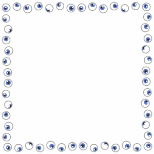 目玉の正方形フレーム素材のフリーイラスト Clip art of eyeball square frame