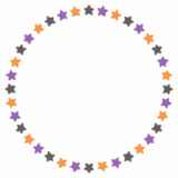 ハロウィンカラーの星の丸フレーム素材のフリーイラスト Clip art of halloween star circle frame