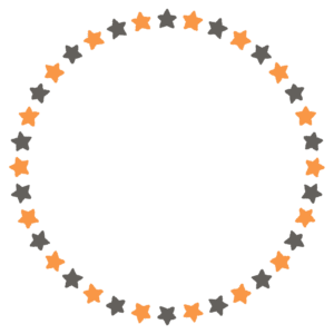 ハロウィンカラーの星の丸フレーム素材のフリーイラスト Clip art of halloween star circle frame