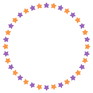 ハロウィンカラーの星の丸フレーム素材のフリーイラスト Clip art of halloween star circle frame