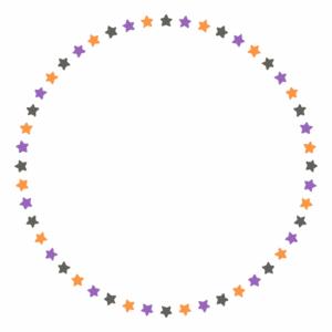 ハロウィンカラーの星の丸フレーム素材のフリーイラスト Clip art of halloween star circle frame