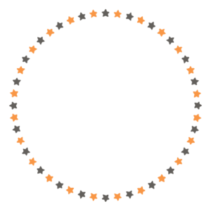 ハロウィンカラーの星の丸フレーム素材のフリーイラスト Clip art of halloween star circle frame