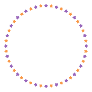 ハロウィンカラーの星の丸フレーム素材のフリーイラスト Clip art of halloween star circle frame