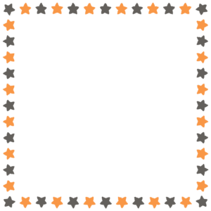ハロウィンカラーの星の正方形フレーム素材のフリーイラスト Clip art of halloween star square frame