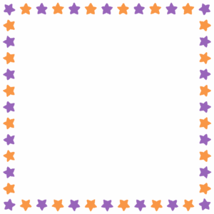 ハロウィンカラーの星の正方形フレーム素材のフリーイラスト Clip art of halloween star square frame