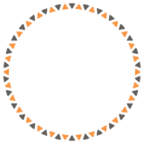 ハロウィンカラーの三角形の丸フレーム素材のフリーイラスト Clip art of halloween triangle circle frame