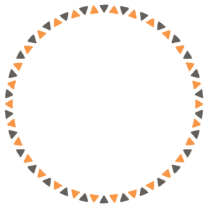 ハロウィンカラーの三角形の丸フレーム素材のフリーイラスト Clip art of halloween triangle circle frame