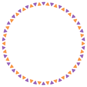 ハロウィンカラーの三角形の丸フレーム素材のフリーイラスト Clip art of halloween triangle circle frame