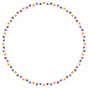 ハロウィンカラーの三角形の丸フレーム素材のフリーイラスト Clip art of halloween triangle circle frame