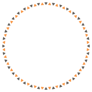 ハロウィンカラーの三角形の丸フレーム素材のフリーイラスト Clip art of halloween triangle circle frame
