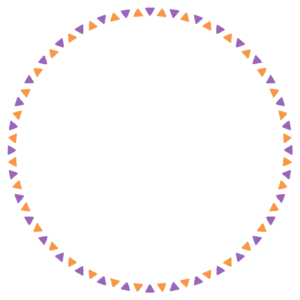 ハロウィンカラーの三角形の丸フレーム素材のフリーイラスト Clip art of halloween triangle circle frame