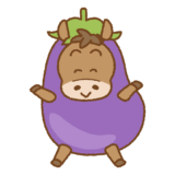 ナスのコスプレをしたウマのイラスト